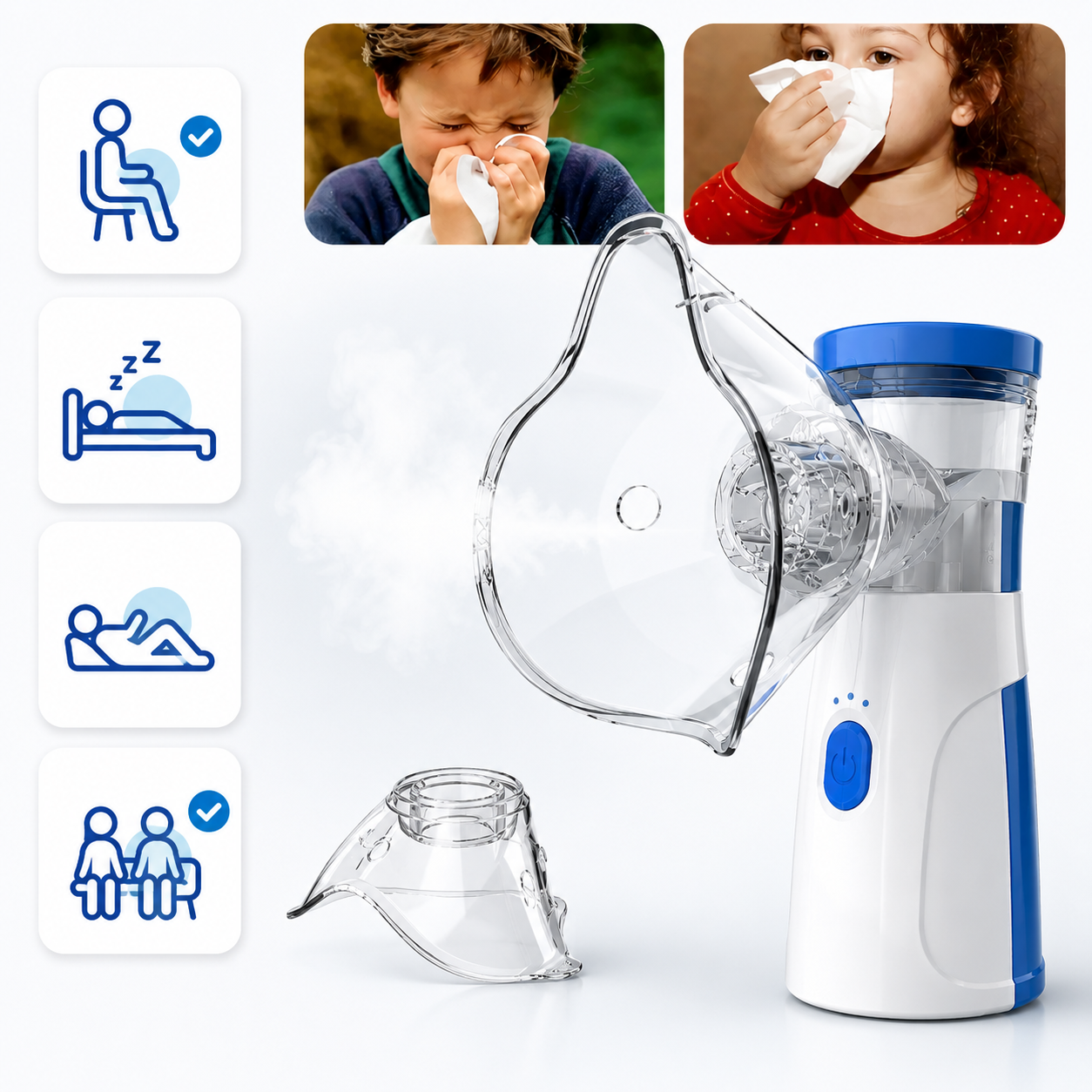 ✅Nebulizador Portátil Ultrasónico Recargable          Alivio Respiratorio Rápido y Silencioso