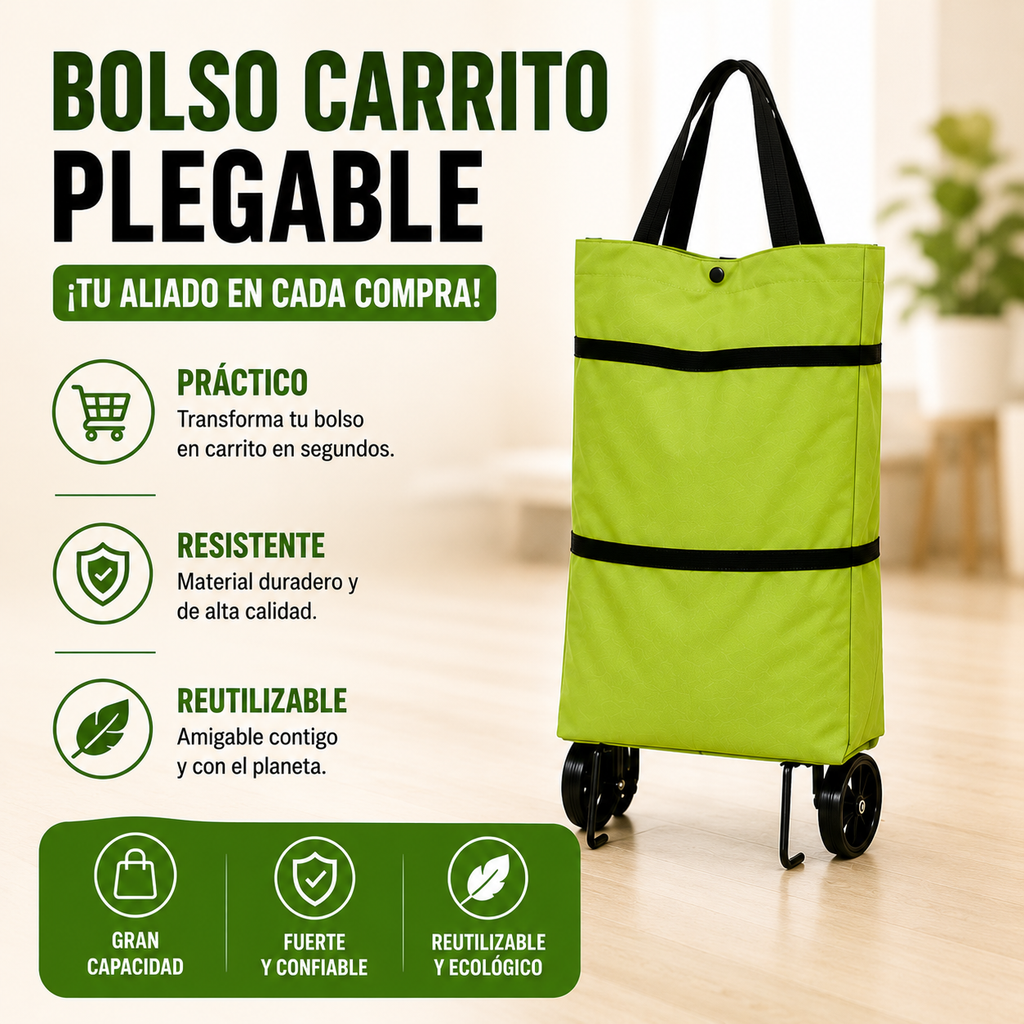 Bolso Carrito Plegable con Ruedas | Lleva Tus Compras con Más Comodidad