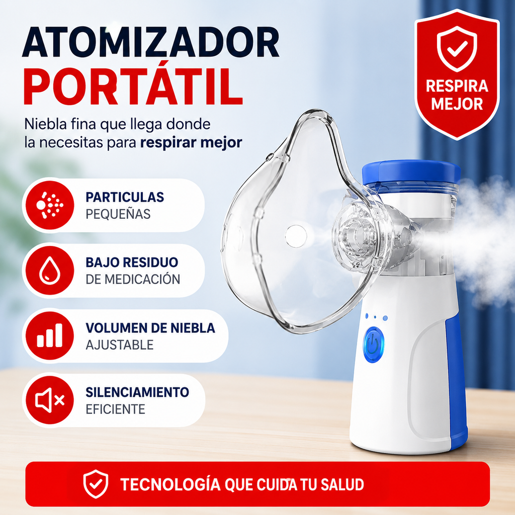 ✅Nebulizador Portátil Ultrasónico Recargable          Alivio Respiratorio Rápido y Silencioso