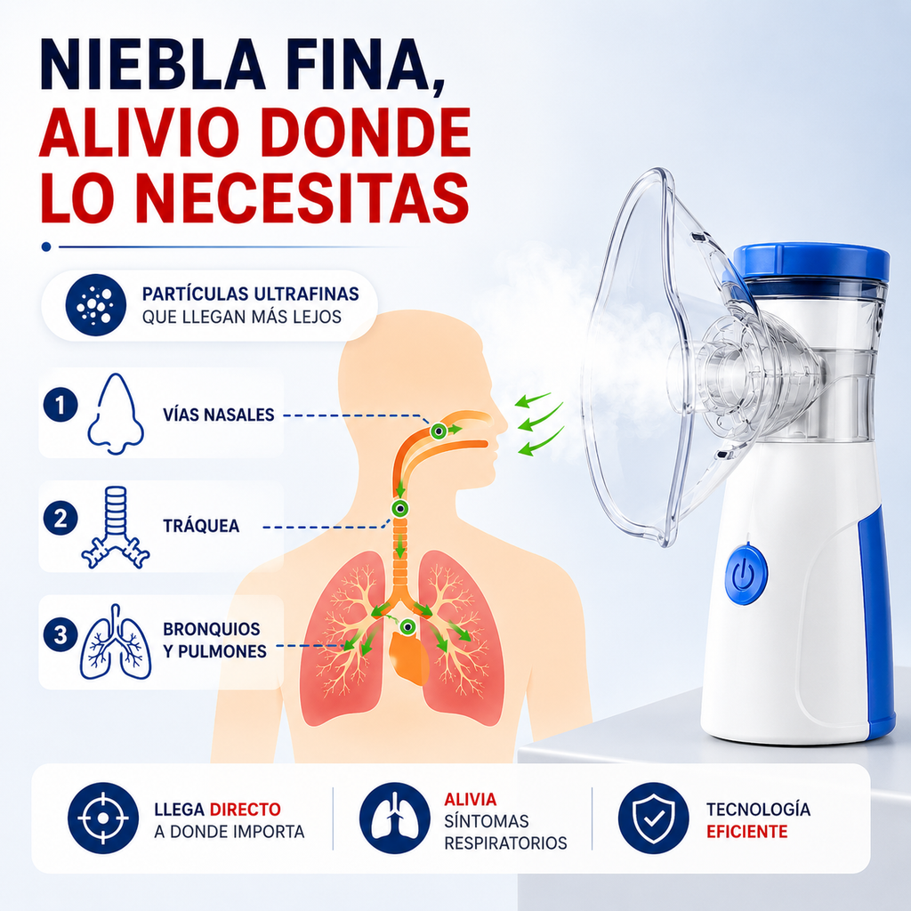 ✅Nebulizador Portátil Ultrasónico Recargable          Alivio Respiratorio Rápido y Silencioso