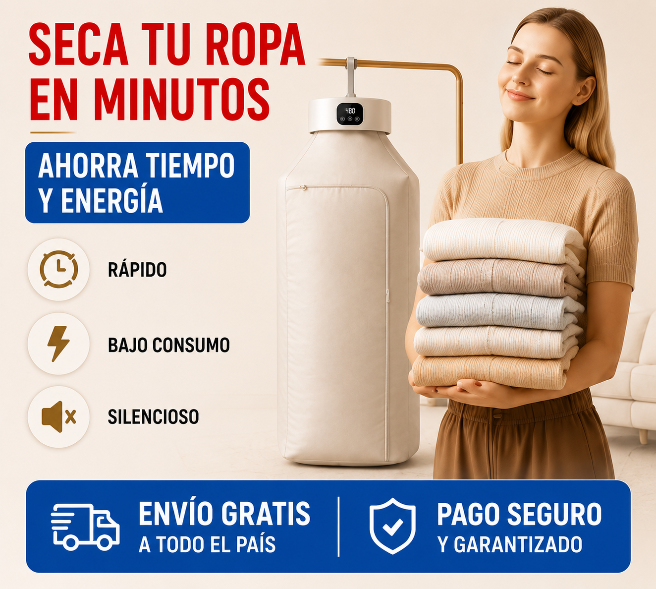 ☑️ Secadora Inteligente PRO 2.0 ®️ Seca tu Ropa en 30 Minutos